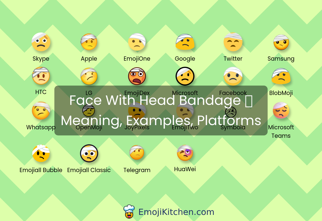 🤕 face with head bandage emoji meaning, info, stats - EmojiKitchen