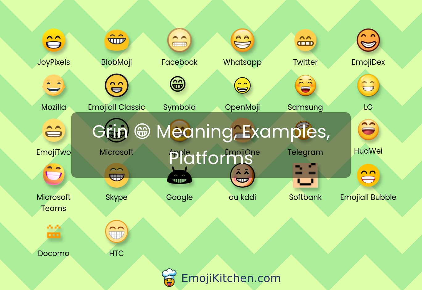 😁 grin emoji meaning, info, stats - EmojiKitchen