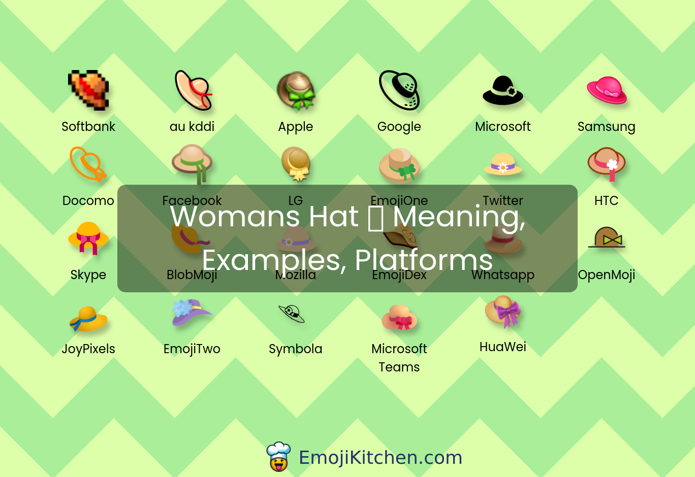 👒 womans hat emoji meaning, info, stats - EmojiKitchen