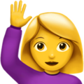 woman raising hand on platform Apple
