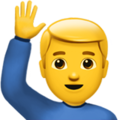 man raising hand on platform Apple