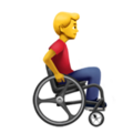 man in manual wheelchair facing right on platform Apple