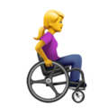 woman in manual wheelchair facing right on platform Apple