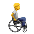 person in manual wheelchair facing right on platform Apple