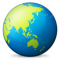 globe showing Asia-Australia on platform Apple