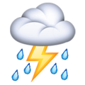 cloud with lightning and rain on platform Apple