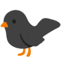 black bird on platform BlobMoji