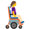 woman in motorized wheelchair facing right on platform BlobMoji