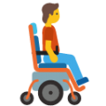 person in motorized wheelchair facing right on platform BlobMoji
