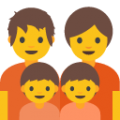 family: adult, adult, child, child on platform BlobMoji