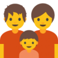 family: adult, adult, child on platform BlobMoji