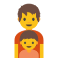 family: adult, child on platform BlobMoji