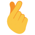 hand with index finger and thumb crossed on platform BlobMoji