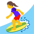 woman surfing on platform BlobMoji