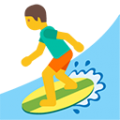 man surfing on platform BlobMoji