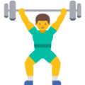 person lifting weights on platform BlobMoji