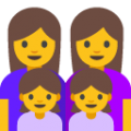 family: woman, woman, girl, girl on platform BlobMoji