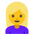 woman: blond hair on platform BlobMoji