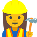 woman construction worker on platform BlobMoji