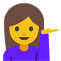 woman tipping hand on platform BlobMoji