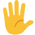 hand with fingers splayed on platform BlobMoji