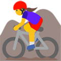 woman mountain biking on platform BlobMoji