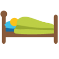 person in bed on platform BlobMoji