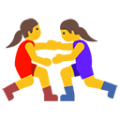 women wrestling on platform BlobMoji
