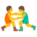 men wrestling on platform BlobMoji