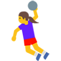 woman playing handball on platform BlobMoji