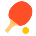 table tennis paddle and ball on platform BlobMoji