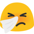 sneezing face on platform BlobMoji