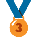 third place medal on platform BlobMoji