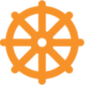 wheel of dharma on platform BlobMoji