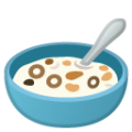 bowl with spoon on platform BlobMoji