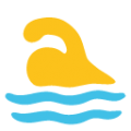 person swimming on platform BlobMoji