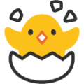 hatching chick on platform BlobMoji