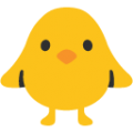 front-facing baby chick on platform BlobMoji