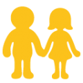 woman and man holding hands on platform BlobMoji