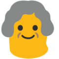 old woman on platform BlobMoji