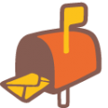 open mailbox with raised flag on platform BlobMoji
