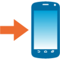 mobile phone with arrow on platform BlobMoji