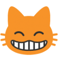 grinning cat with smiling eyes on platform BlobMoji