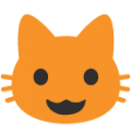 grinning cat on platform BlobMoji
