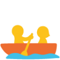 person rowing boat on platform BlobMoji