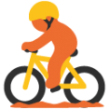 person mountain biking on platform BlobMoji