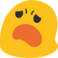 frowning on platform BlobMoji