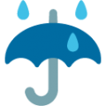 umbrella with rain drops on platform BlobMoji