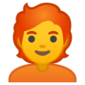 person: red hair on platform BlobMoji