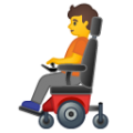 person in motorized wheelchair on platform BlobMoji